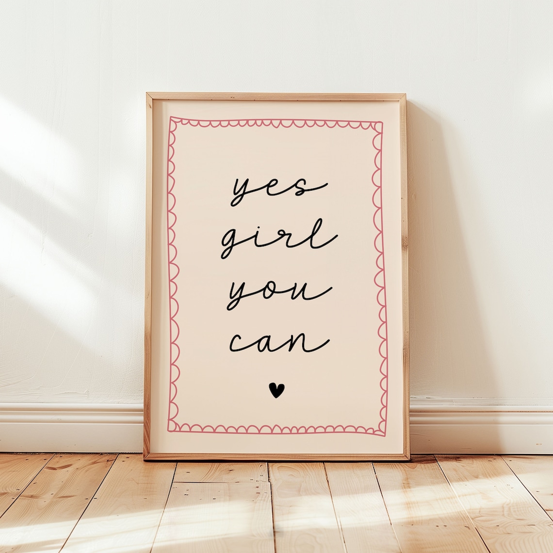 Yes Girl You Can Art Print, Preppy Affirmation