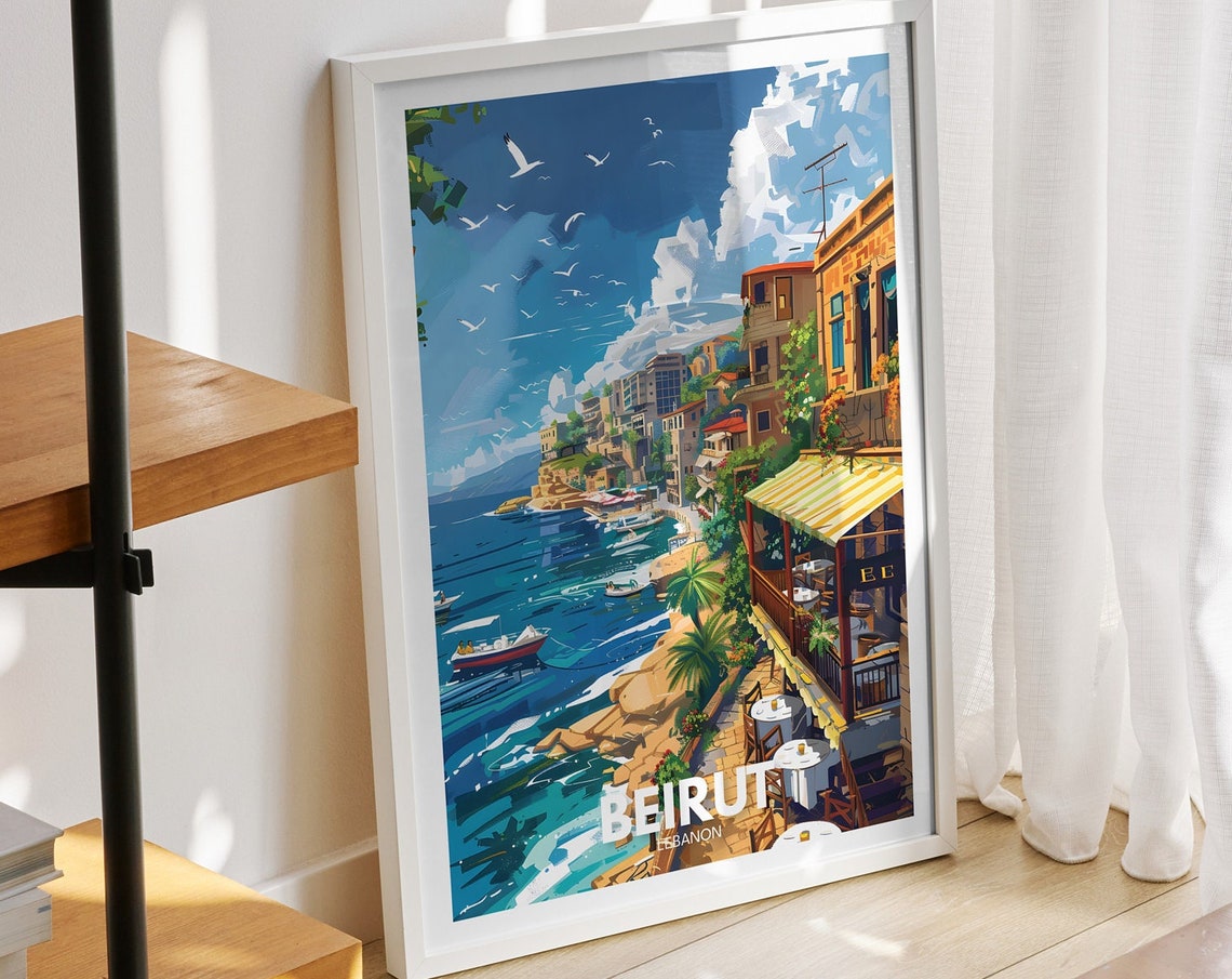 Beirut Travel Print Lebanon Beirut Travel Poster Lebanon Travel Poster Lebanon Cityscape Wall Art Unique City Art Decor