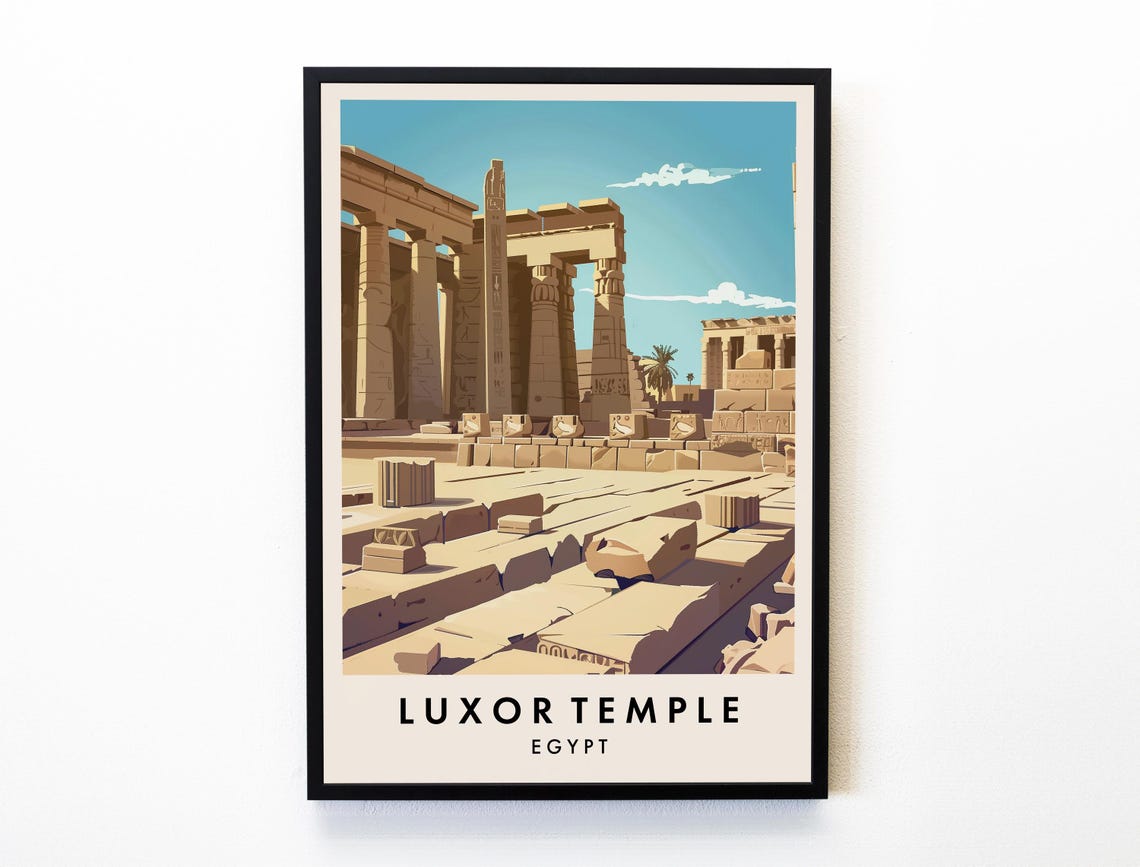 Luxor Temple Egypt Ancient Stone Columns Ruins Travel Poster