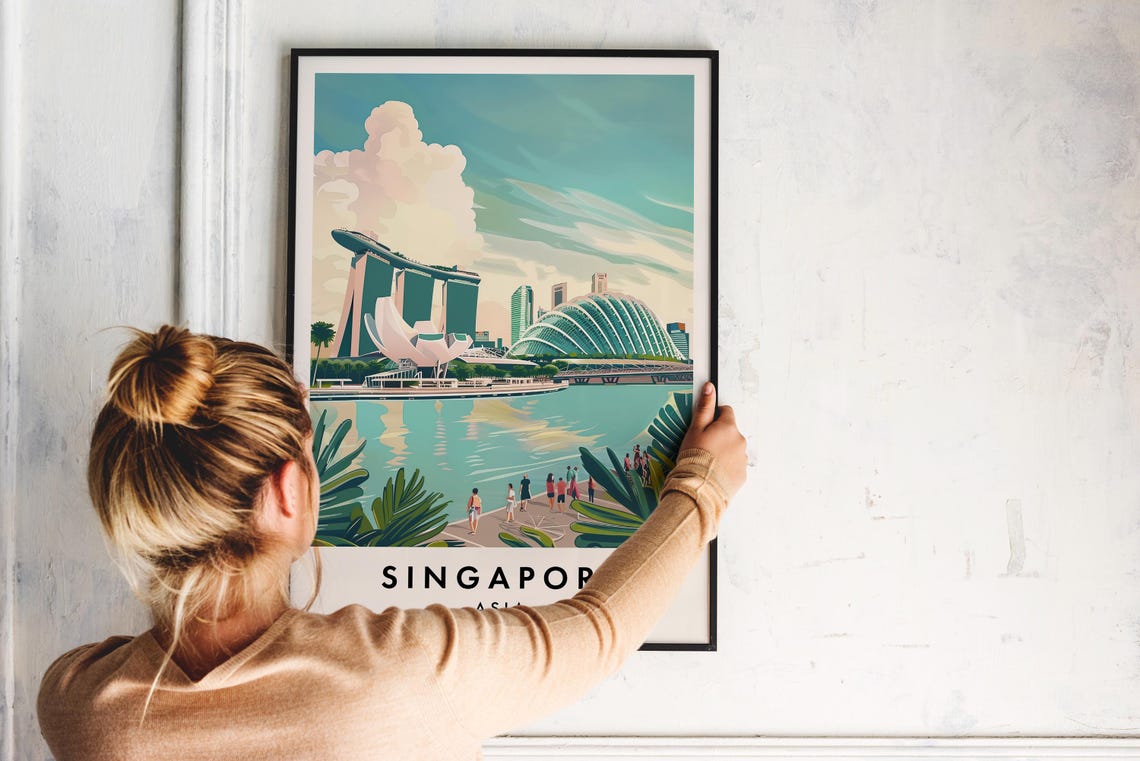 Singapore Travel Print Wall Art Singapore Singapore Print Singapore Poster Singapore Gift Art Singapore Travel Art Singapore Gift - Image 2