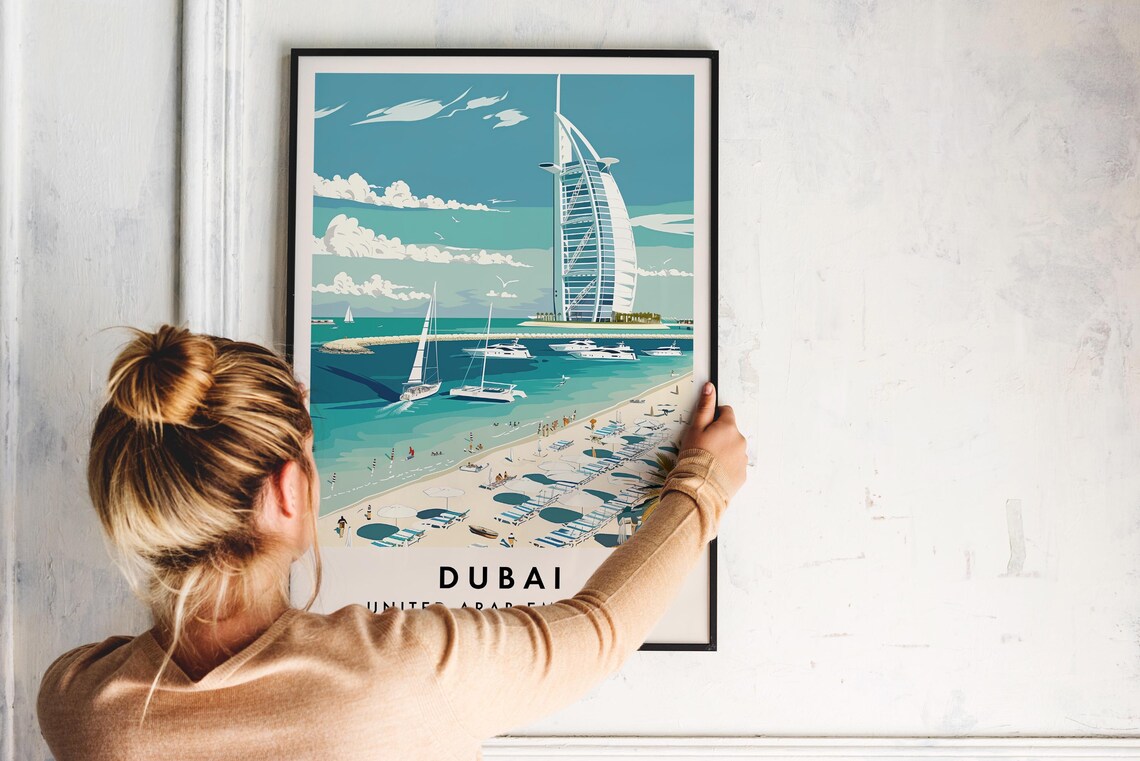 Dubai Burj Al Arab Luxury Beach Sailboats Daytime Travel Poster - Image 2