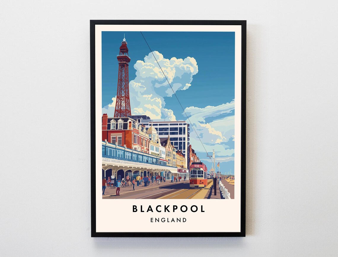 Blackpool Travel Poster, England Coast Home Decor