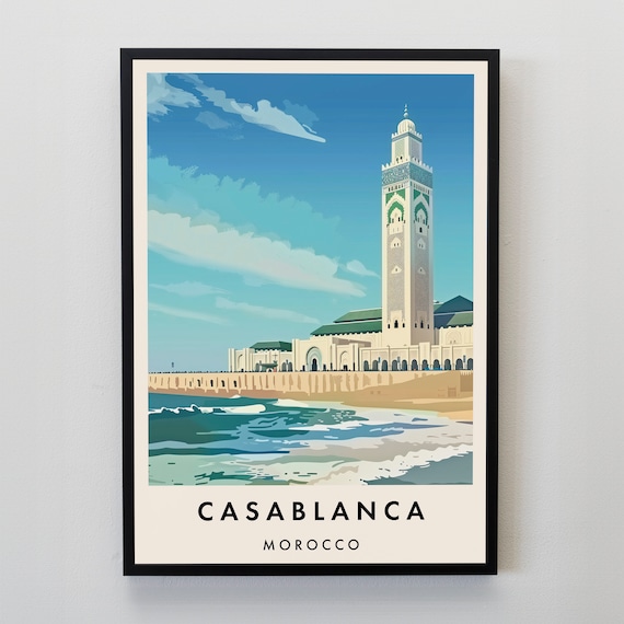 Casablanca Travel Print Wall Art Casablanca Casablanca Print Casablanca Poster Casablanca Gift Art Morrocco Travel Art Morrocco Gift