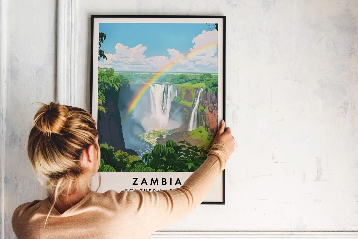 Zambia Travel Print Wall Art Zambia Zambia Poster Africa Travel Print Travel Lovers Home Decor Wall Art City Travel Poster Gifts - Image 2