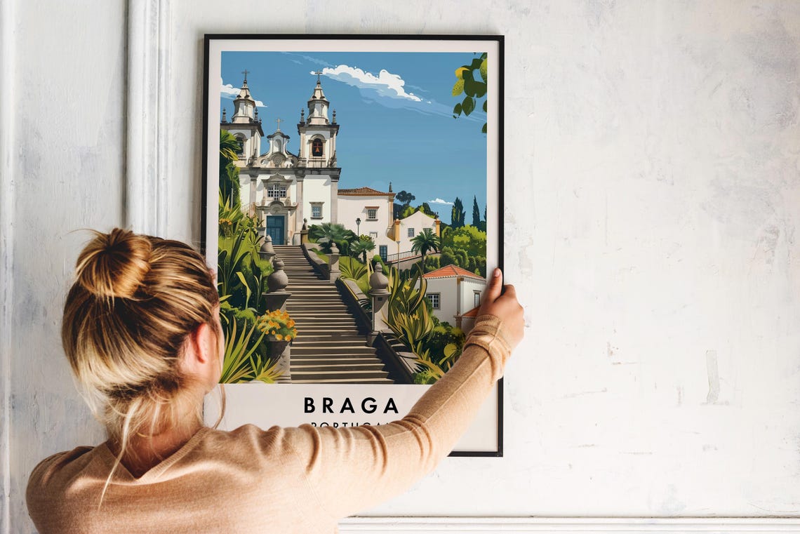 Braga Travel Print Wall Art Braga Braga Poster Portugal Travel Print Travel Lovers Home Decor Wall Art City Travel Poster Gifts - Image 2