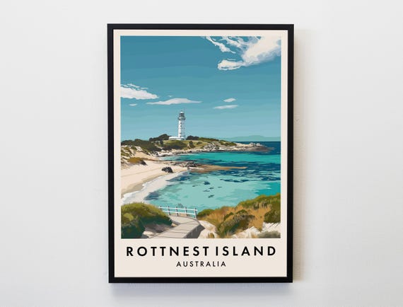 Rottnest Island Travel Print Wall Art Poster Australia Lovers Home Decor Gifts