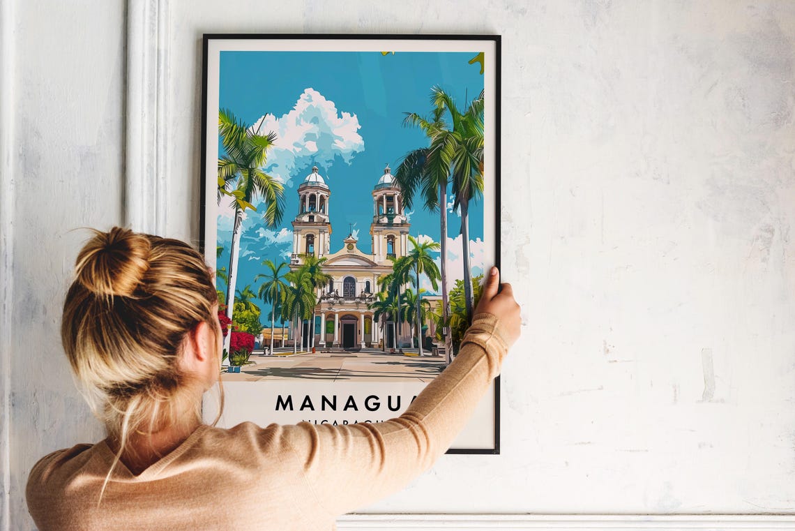 Managua Nicaragua Travel Print Wall Art Managua Nicaragua Gift Nicaragua Poster Central America Travel Print Travel Lovers Gift Art - Image 2