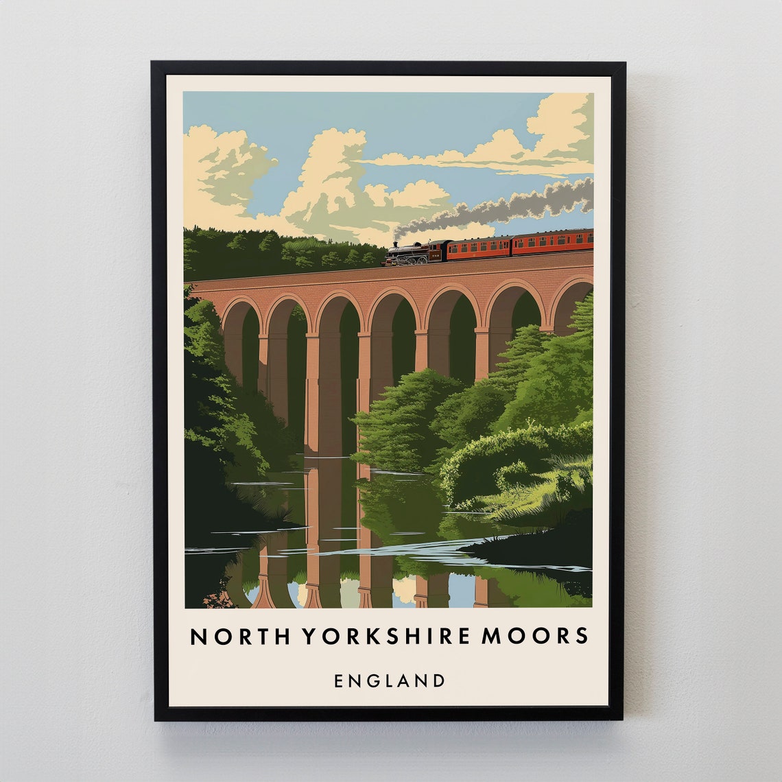 North Yorkshire Moors England Steam Train Viaduct Travel Poster