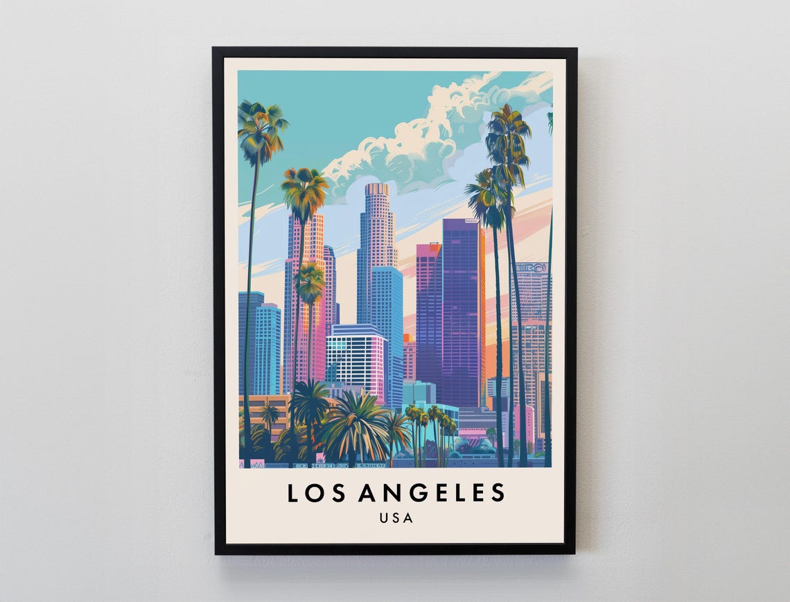 Los Angeles Travel Print Wall Art Los Angeles Los Angeles Print Los Angeles Poster Los Angeles Gift Art Los Angeles Travel Art