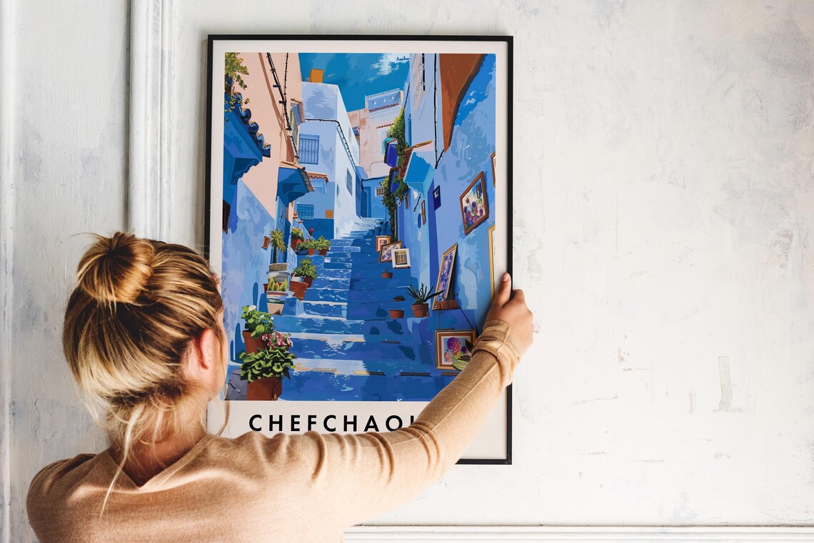 Chefchaouen Travel Poster, Morocco City Print - Image 2