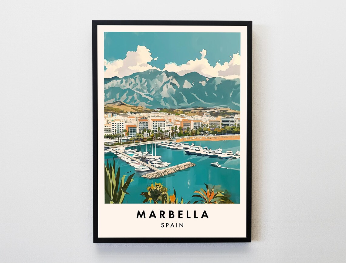 Marbella Travel Poster, Spain City Home Decor