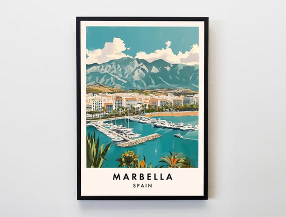 Marbella Travel Poster, Spain City Home Decor