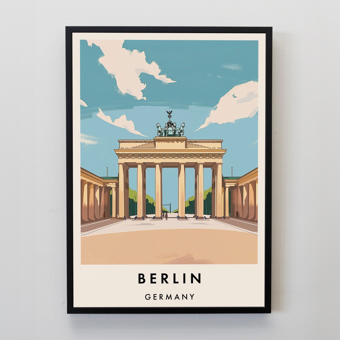 Berlin Brandenburg Gate Summer Sky Classic Vintage Travel Poster