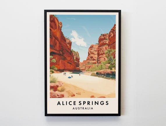 Alice Springs Travel Print Wall Art Poster Australia Lovers Home Decor City Gift