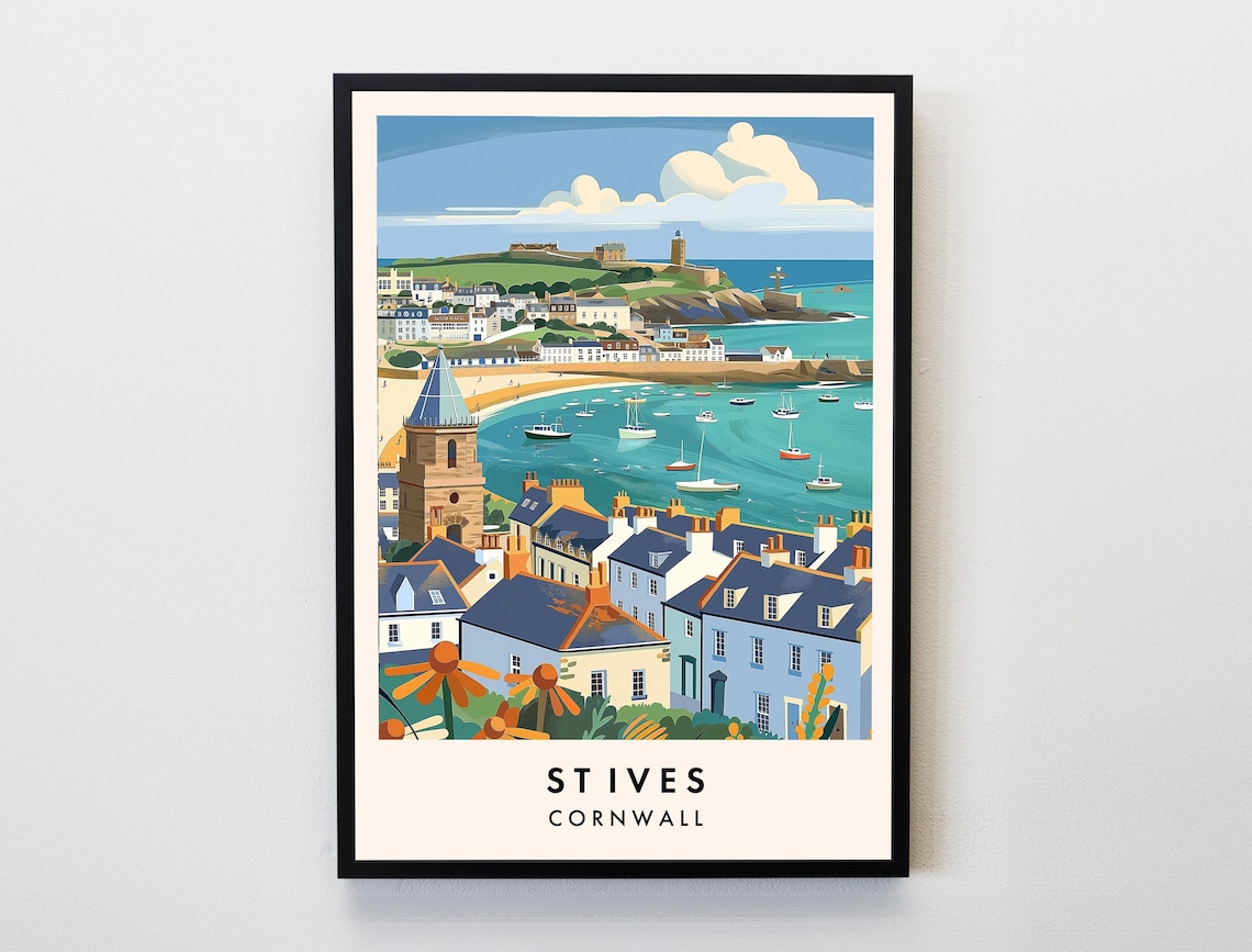 St Ives Travel Poster, Cornwall Lovers Decor Gift