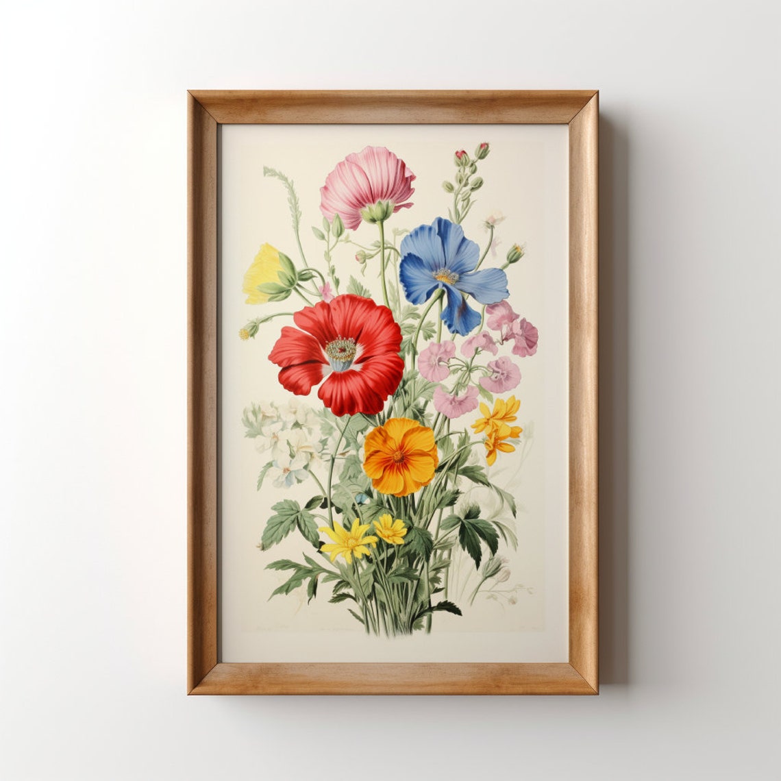 Vintage Floral Print Art Botanical Print Bedroom Wall Art Vintage Botanical Art Farmhouse Cottage Flower Print Wildflowers
