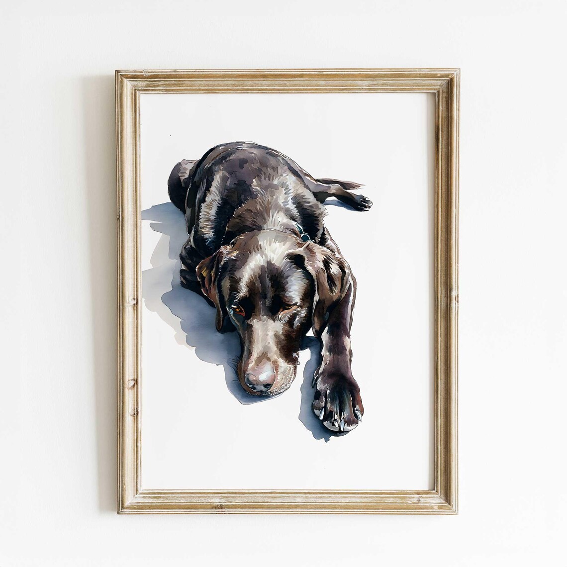 Brown Labrador Watercolor Print, Realistic Pet Portrait