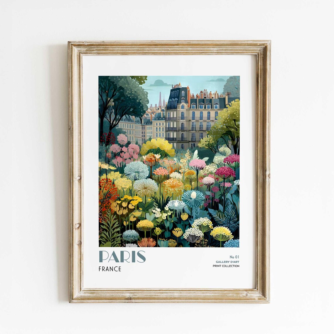 Paris Botanical City Garden Art Print, France Decor