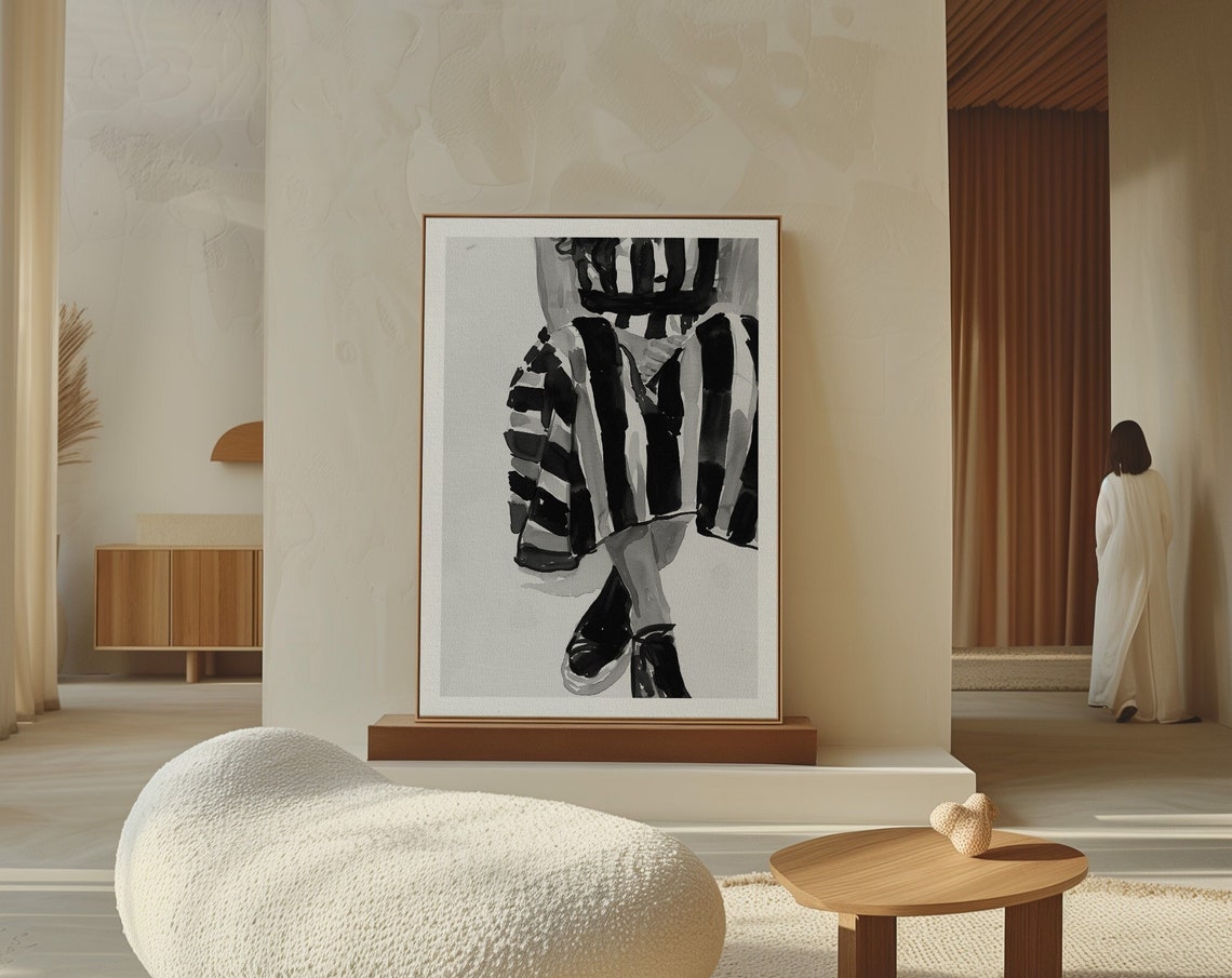 Abstract Legs Striped Dress Black And White Modern Art Poster - Image 4
