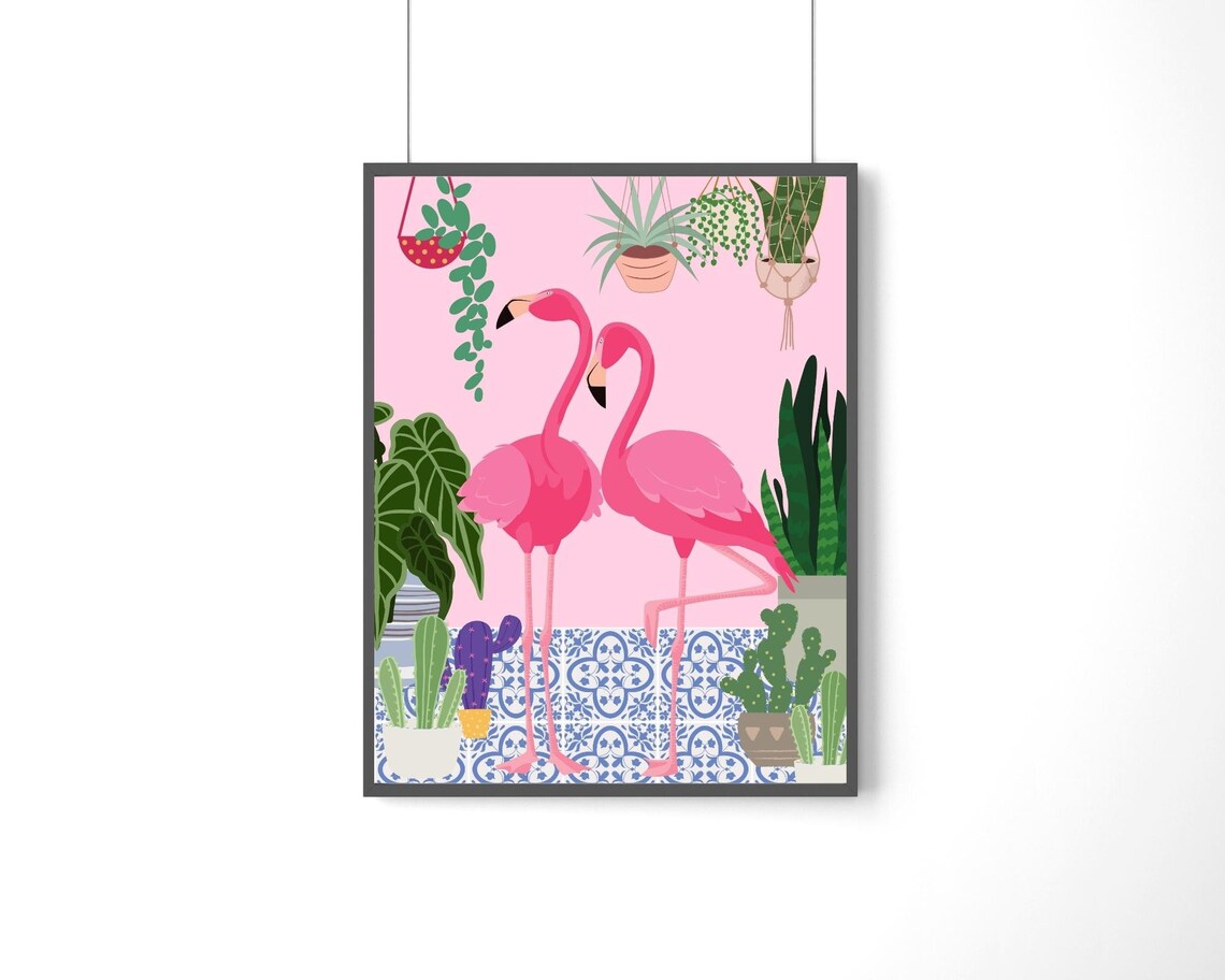 Pink Flamingo Botanical Flamingo Art Print, Boho - Image 2