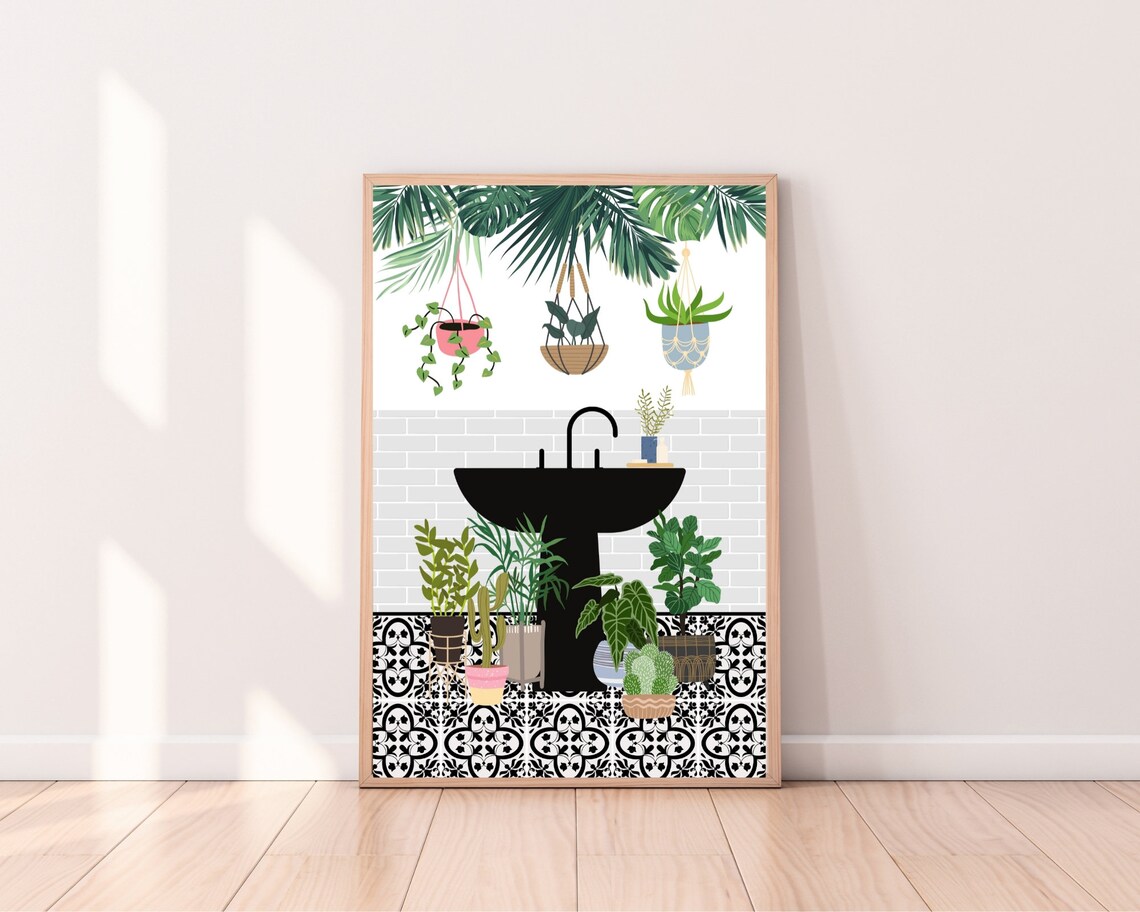 Botanical Tropical Bathroom Wall Art, Boho Art Print - Image 2