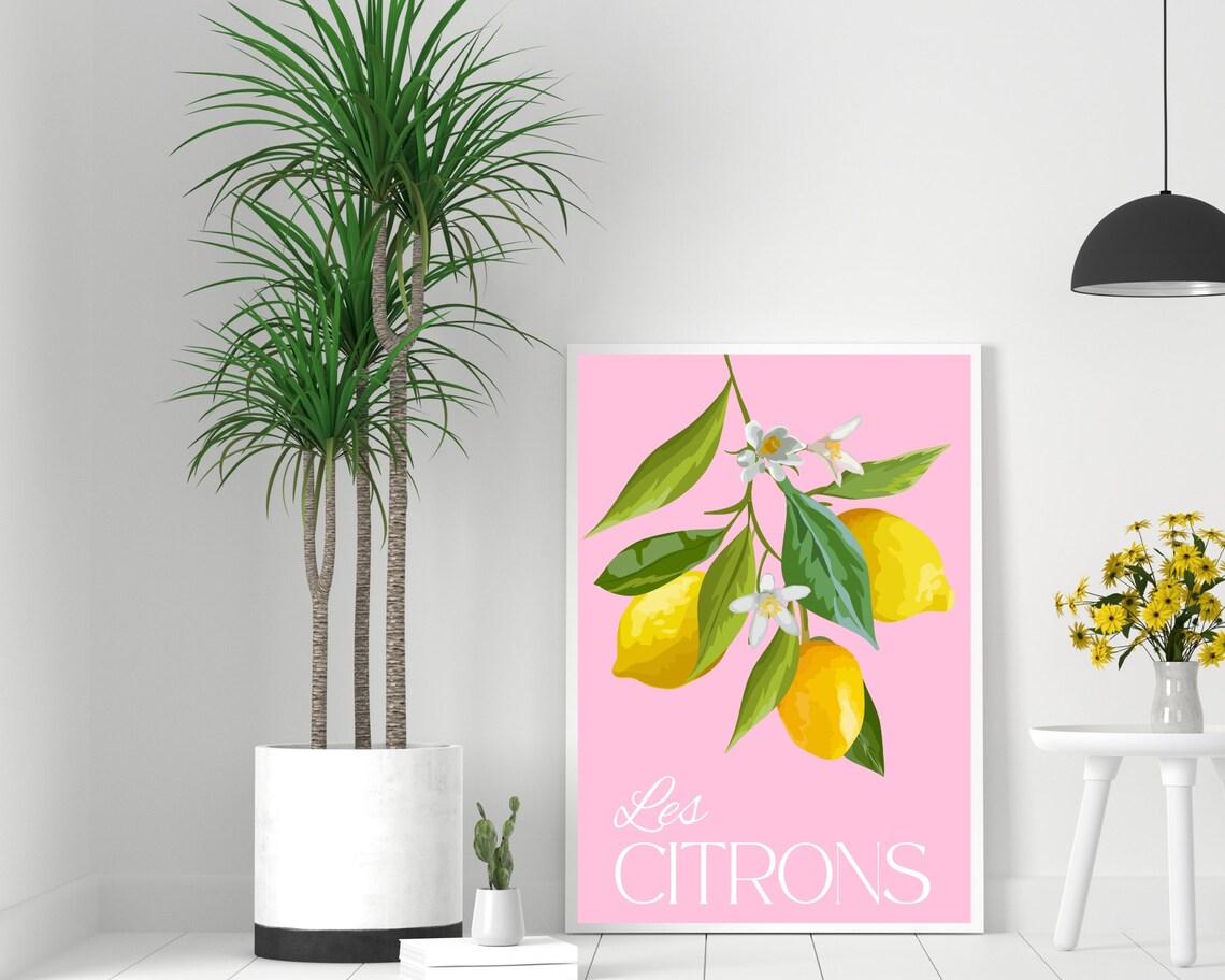Lemon Fruit Wall Art Print Les Citrons Lemon Fruit Market Art Lemons Kitchen Bar Decor Colourful Boho Poster Food Prints - Image 2