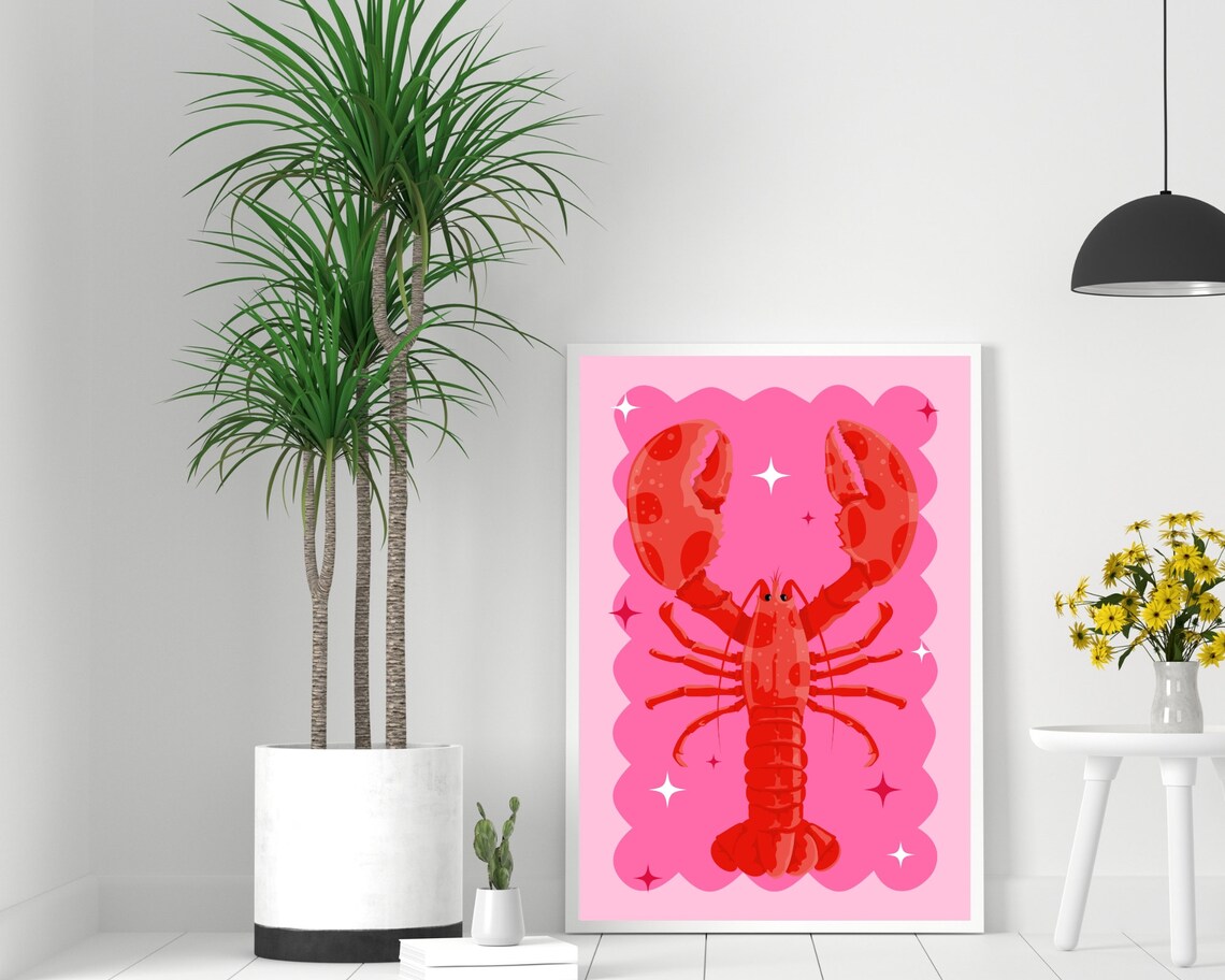 Red Lobster Art Print, Kitchen Seafood Poster - Image 3