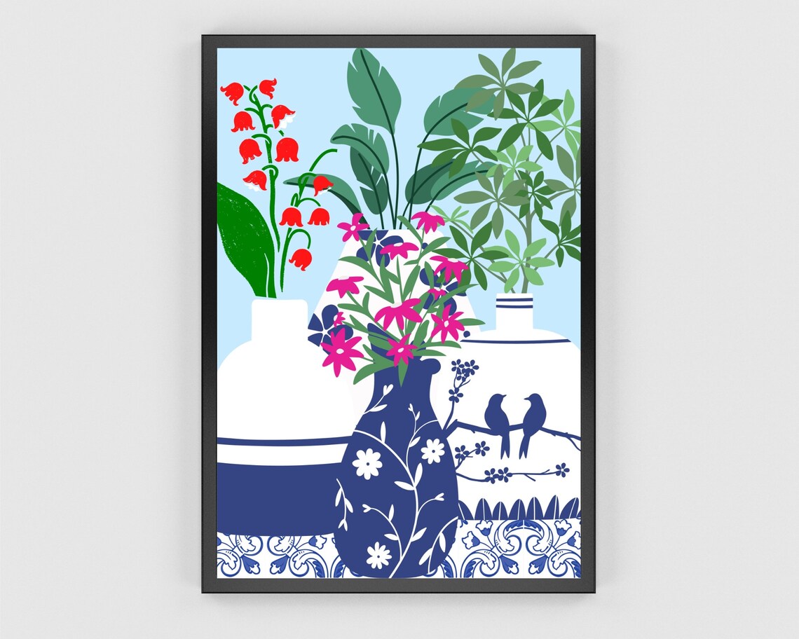 Chinoiserie China Vases Botanical Houseplants Art Print - Image 2