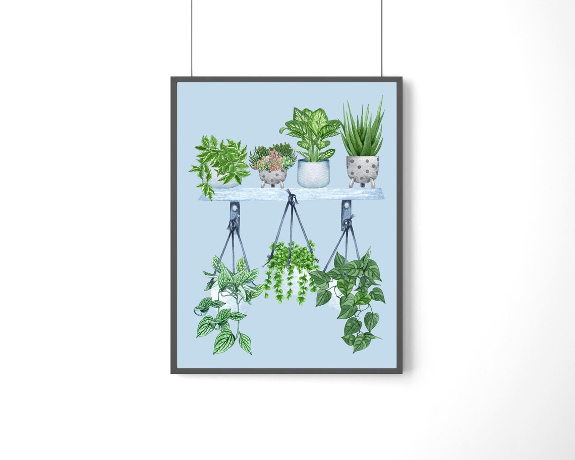 Houseplants Botanical Print, Maximalist Wall Decor - Image 2