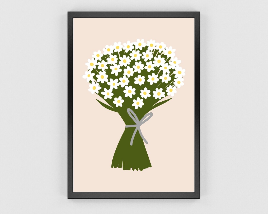 Daisy Art Print, Retro Botanical Wall Decor - Image 3