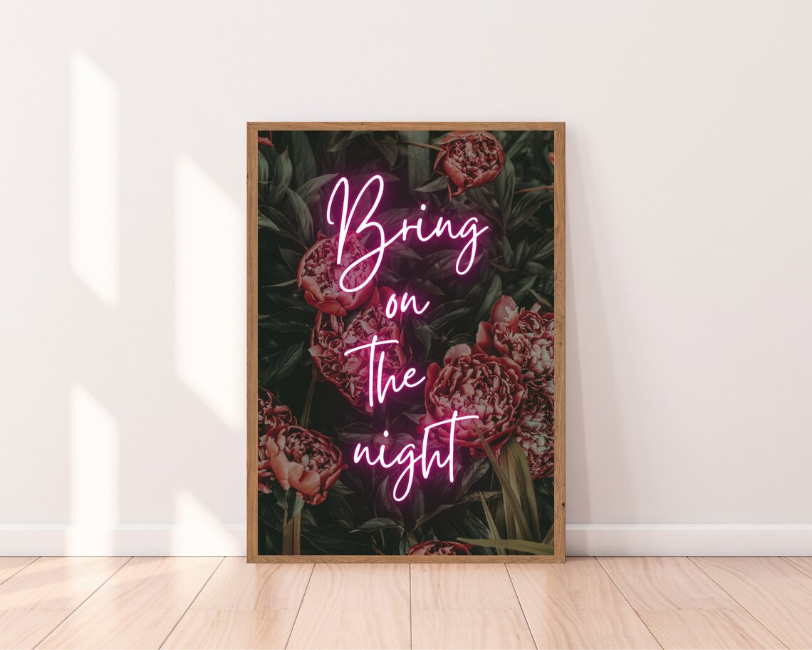 Pink Neon Tropical Music Lyrics Quote Poster - Image 2