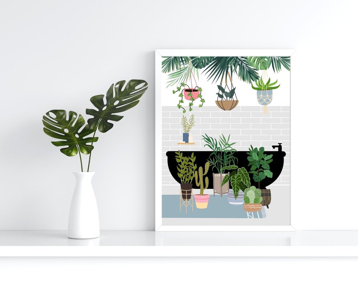 Tropical Bath Houseplants Boho Botanical Art Print - Image 3