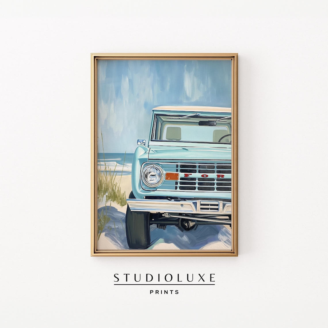 Bronco Painting Coastal Wall Art Art Print