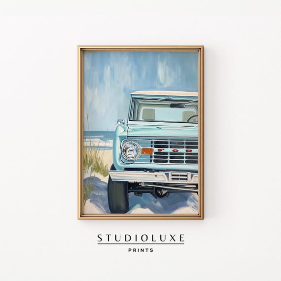 Bronco Painting Coastal Wall Art Art Print