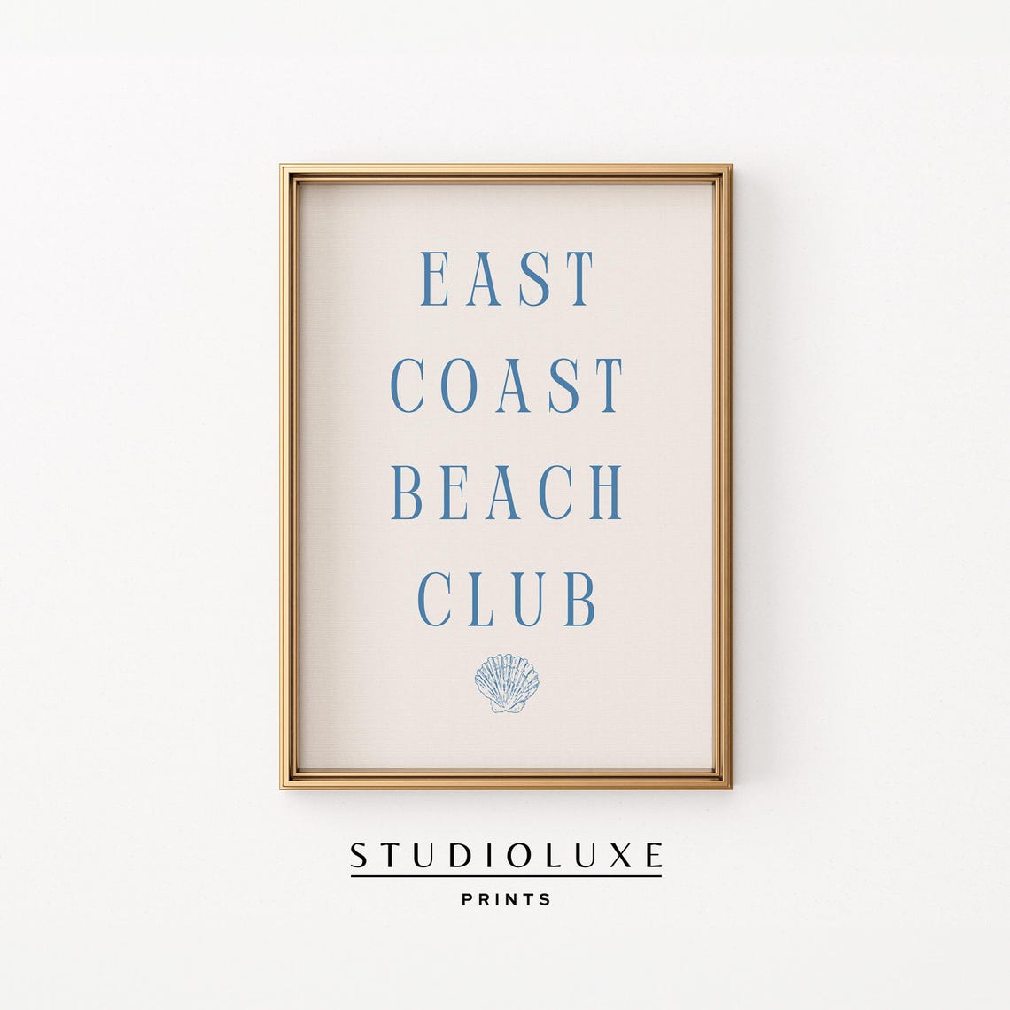 East Coast Beach Club Classic Serif Typography with Shell Art Poster
