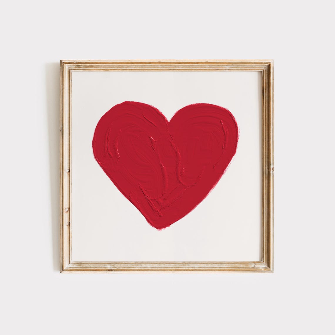 Bold Red Painted Heart Minimalist Love Valentines Day Decor Poster