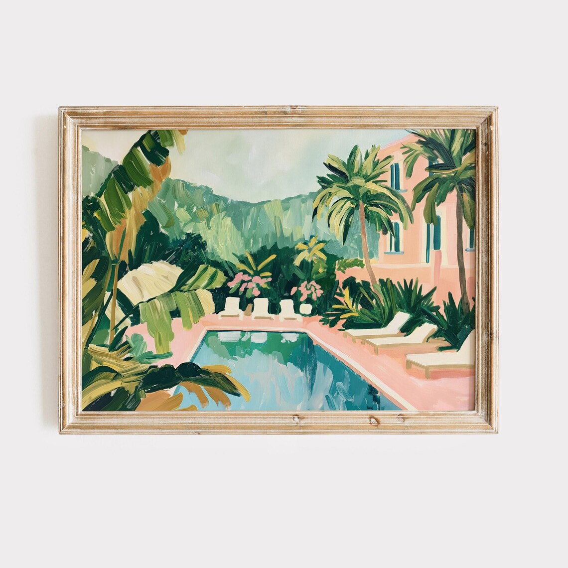 Retro Poolside Painting Florida Vintage Travel Poster