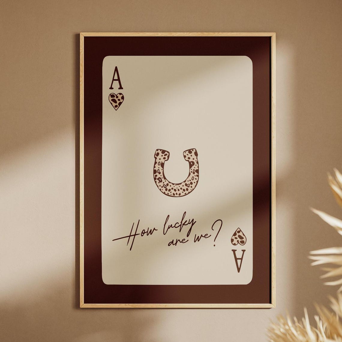How Lucky Are We Print Cheetah Retro Trendy Western Playing Card Poster Horseshoe Poker