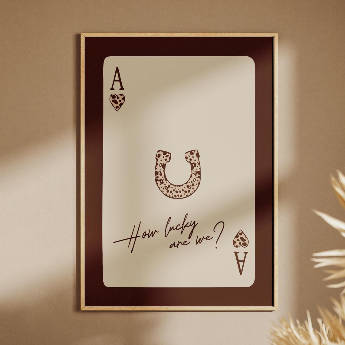 Lucky Leopard Spotted Horseshoe Ace Of Hearts Playing Card Poster