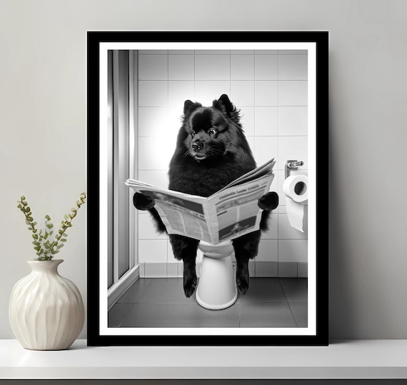 Swedish Lapphund Wall Art Funny Bathroom Decor Dog In Toilet Animal Petshop Gift