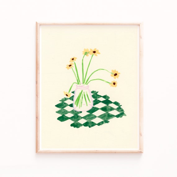 Flowers In A Jar, Modern Retro Kitchen Art Print