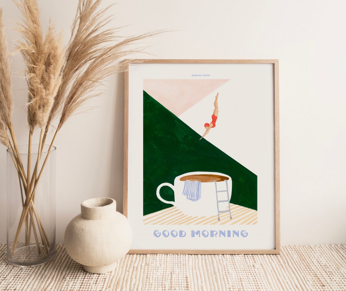 Coffee Poster Print Good Morning Coffee Diver Retro Diver Art Kitchen Wall Art - Image 2
