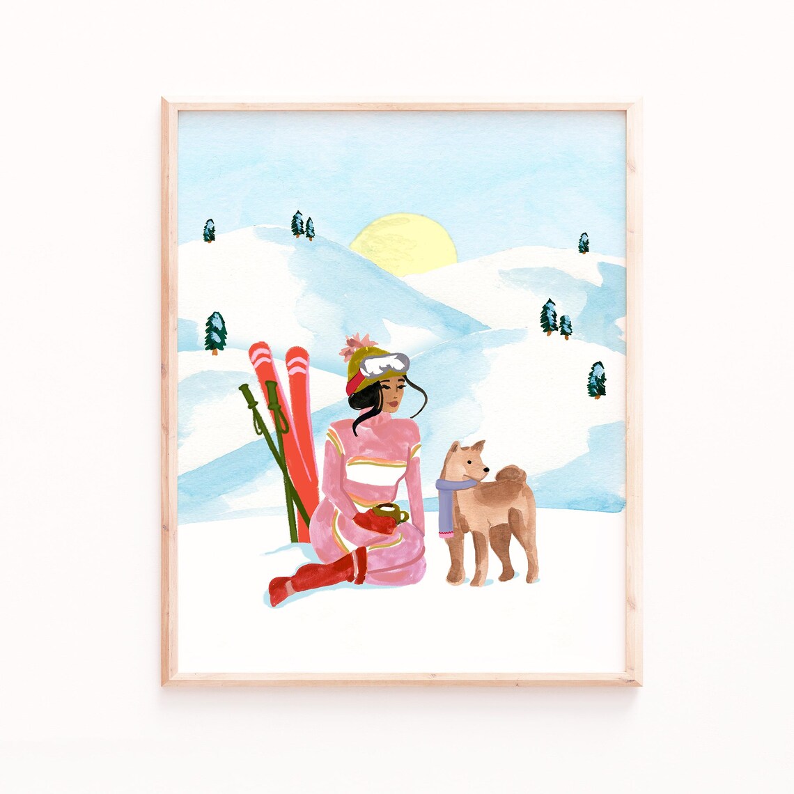 Apres Ski Winter Wall Art, Cozy Mountain Scene