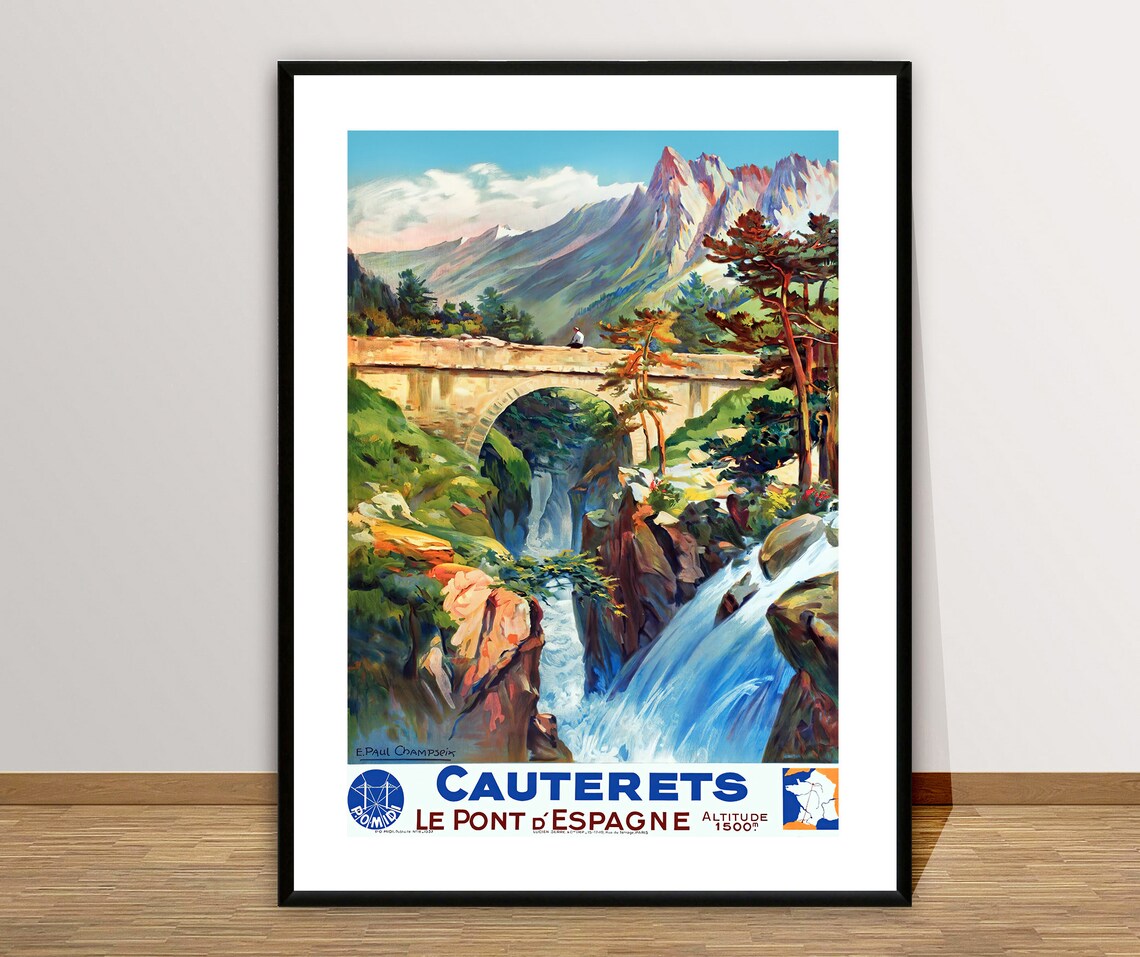 Cauterets Le Pont Despagne France Vintage Travel Poster - Image 2