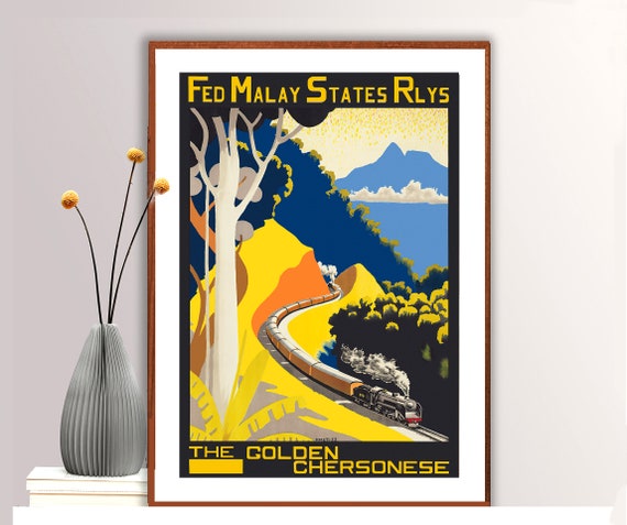 Fed Malay States Rlys The Golden Chersonese Travel Poster Poster Paper Or Print Gift Idea Wall Decor