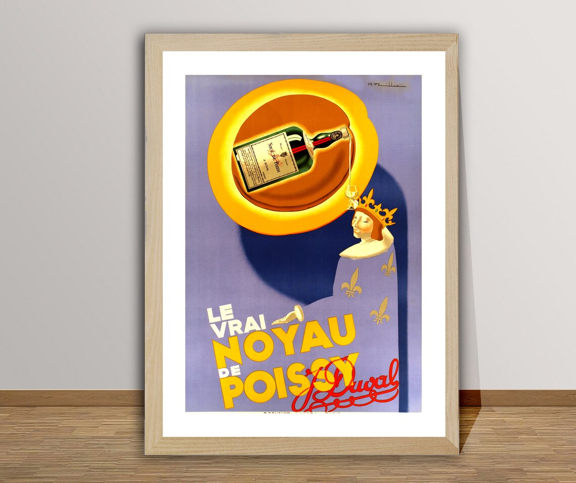 Le Vrai Noyau De Poissy French Liqueur Vintage Advertising Poster - Image 2