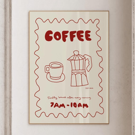 Moka Pot Coffee Poster I Italian Cup Retro Print For Lovers Kitchen Wall Art