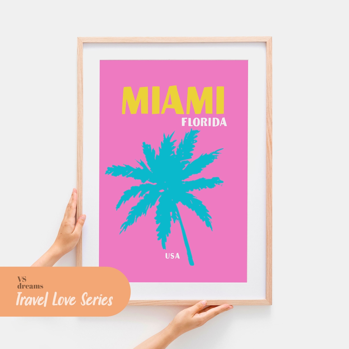 Miami Colorful Travel Poster, Maximalist Florida
