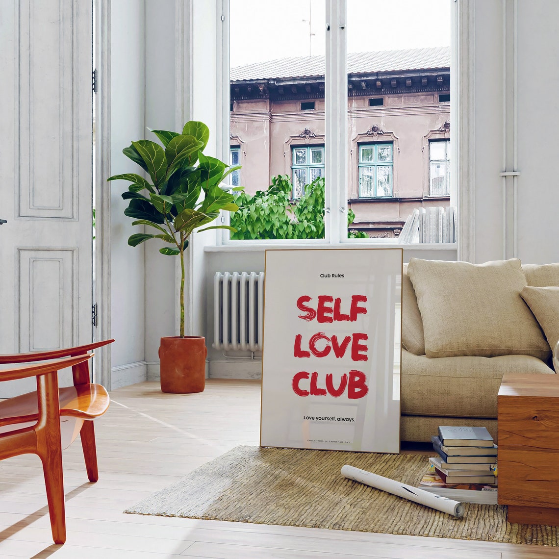 Self Love Club Red Bold Brush Letters Love Yourself Always Wall Art - Image 5