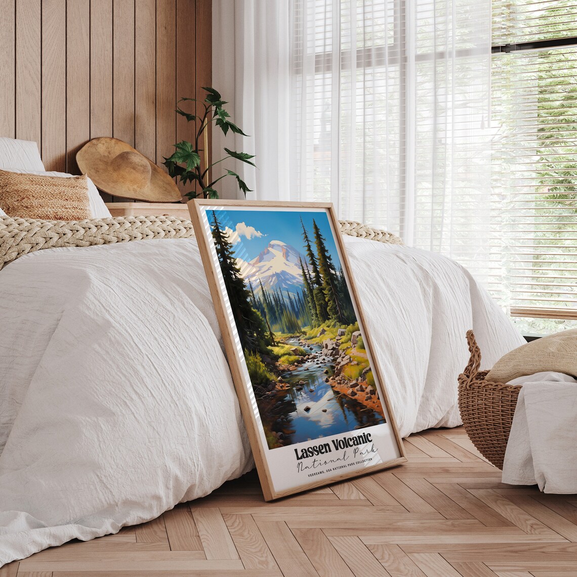 Lassen Volcanic National Park Snowy Peak Vintage Travel Poster - Image 3